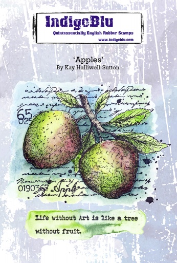 Apples A6 Red Rubber Stamp by Kay Halliwell-Sutton